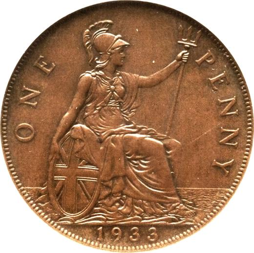 Реверс монеты - Пенни 1933 года "Тип 1911-1936" - цена  монеты - Великобритания, Георг V