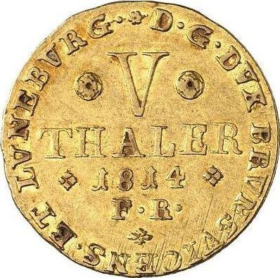 Reverse 5 Thaler 1814 FR - Gold Coin Value - Brunswick-Wolfenbüttel, Frederick William