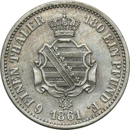 Reverse 1/6 Thaler 1861 B - Silver Coin Value - Saxony-Albertine, John