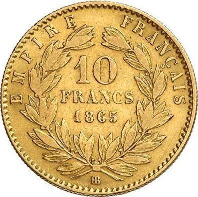 Reverse 10 Francs 1865 BB "Type 1861-1868" - Gold Coin Value - France, Napoleon III