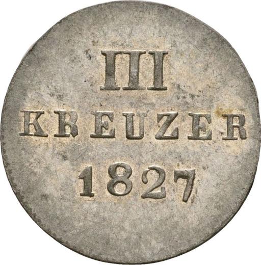 Reverse 3 Kreuzer 1827 - Silver Coin Value - Nassau, William