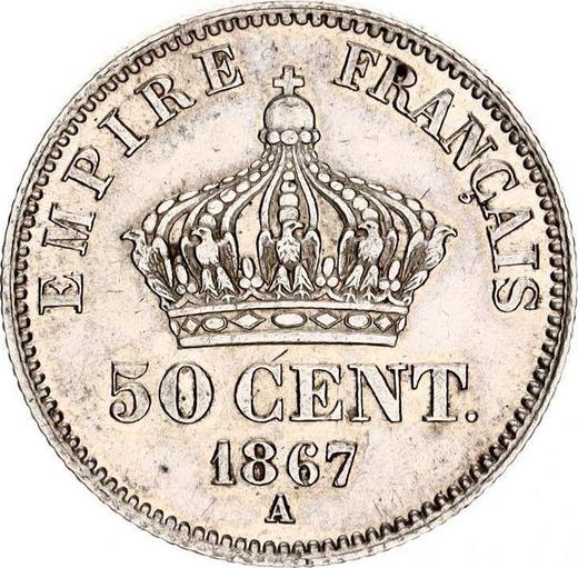 Reverse 50 Centimes 1867 A "Type 1864-1869" - Silver Coin Value - France, Napoleon III