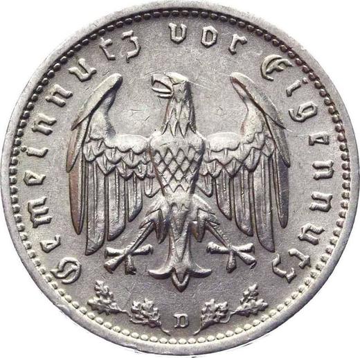 Reverso 1 Reichsmark 1934 D "Tipo 1933-1939" - valor de la moneda  - Alemania, Alemania nazi