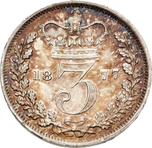 Reverse Threepence 1877 - Silver Coin Value - United Kingdom, Victoria