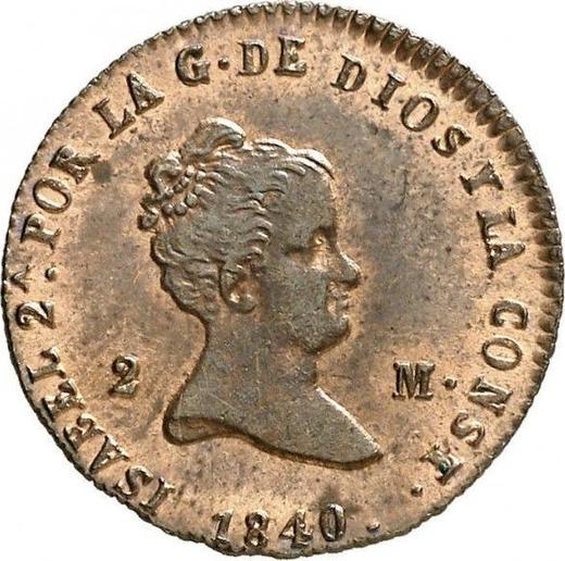 Obverse 2 Maravedís 1840 -  Coin Value - Spain, Isabella II