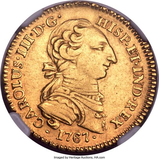 Obverse 2 Escudos 1767 Mo MF - Gold Coin Value - Mexico, Charles III
