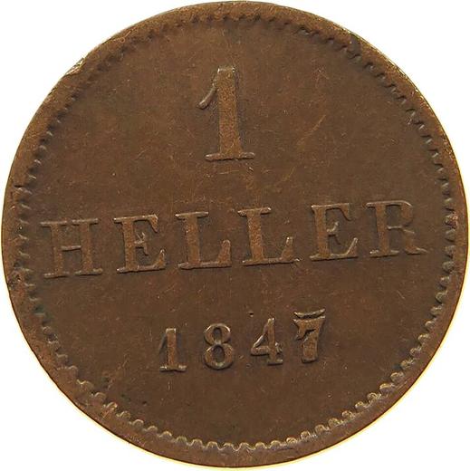 Revers 1 Heller 1847 - Münze Wert - Frankfurt am Main, Freie Stadt