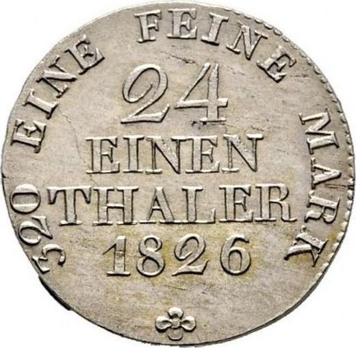 Reverse 1/24 Thaler 1826 S - Silver Coin Value - Saxony-Albertine, Frederick Augustus I