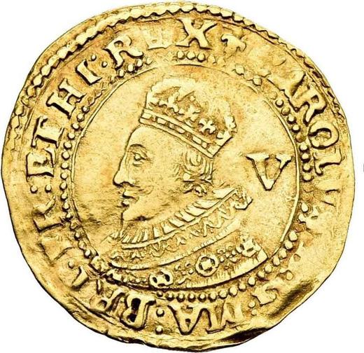 Аверс монеты - 1 крона без года (1625-1642) "Первый бюст" - цена золотой монеты - Великобритания, Карл I