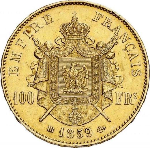 Revers 100 Francs 1859 BB "Typ 1855-1860" - Goldmünze Wert - Frankreich, Napoleon III