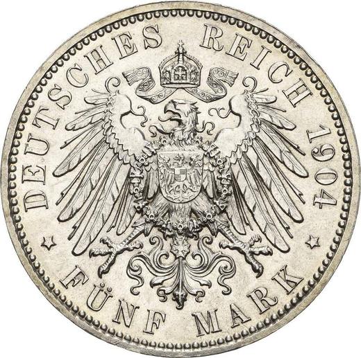 Reverse 5 Mark 1904 E "Saxony" Life dates - Silver Coin Value - Germany, German Empire