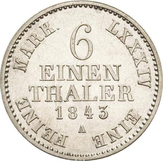 Reverse 1/6 Thaler 1843 A - Silver Coin Value - Waldeck-Pyrmont, George Heinrich