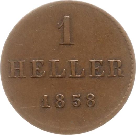 Revers 1 Heller 1858 - Münze Wert - Frankfurt am Main, Freie Stadt