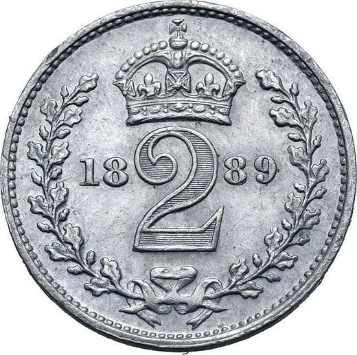 Reverso 2 peniques 1889 "Retrato jubilar" - valor de la moneda de plata - Gran Bretaña, Victoria