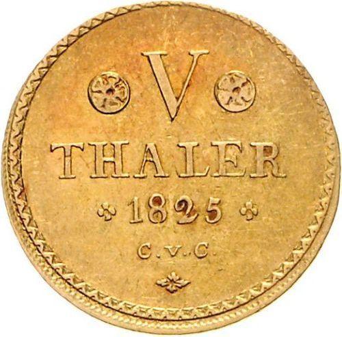 Reverse 5 Thaler 1825 CvC - Gold Coin Value - Brunswick-Wolfenbüttel, Charles II