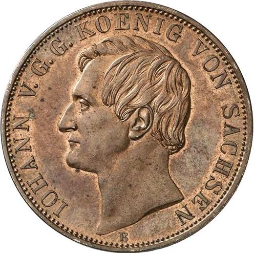 Obverse 2 Thaler 1847 B "Hard Work Award" Hybrid Copper -  Coin Value - Saxony-Albertine, John