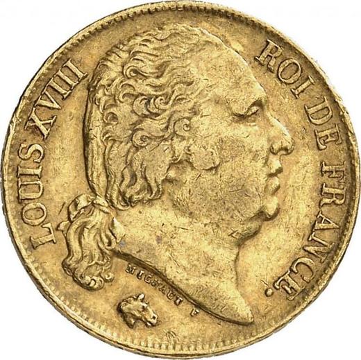 Avers 20 Franken 1824 Q "Typ 1816-1824" - Goldmünze Wert - Frankreich, Ludwig XVIII