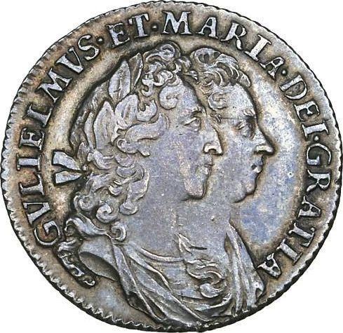 Obverse Sixpence 1693 - Silver Coin Value - United Kingdom, William III and Mary II
