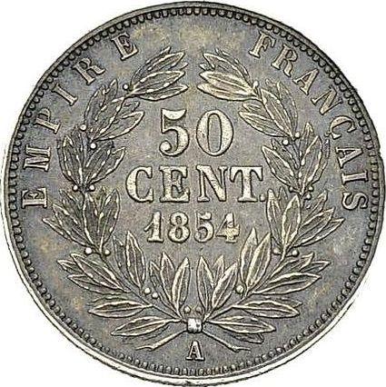 Revers 50 Centime 1854 A "Typ 1853-1863" - Silbermünze Wert - Frankreich, Napoleon III