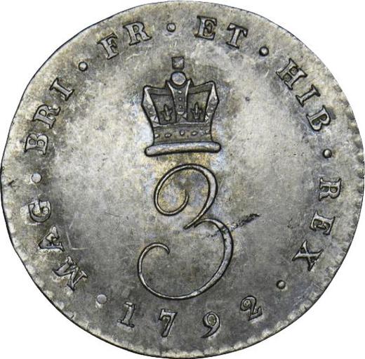 Reverse Threepence 1792 - Silver Coin Value - United Kingdom, George III