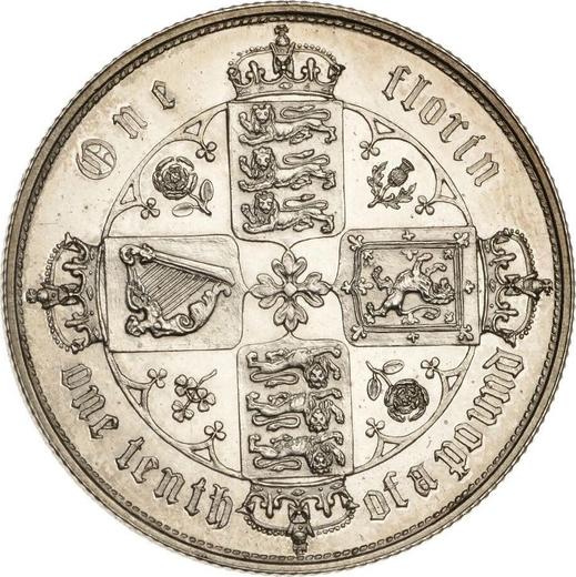 Revers 2 Schilling (Florin) 1853 WW "Gotisch" - Silbermünze Wert - Großbritannien, Victoria