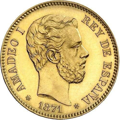 Anverso 25 pesetas 1871 SDM - valor de la moneda de oro - España, Amadeo I