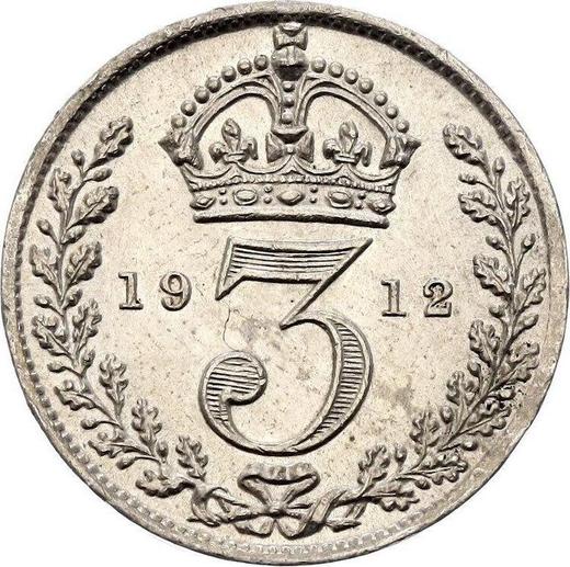 Reverso 3 peniques 1912 - valor de la moneda de plata - Gran Bretaña, Jorge V