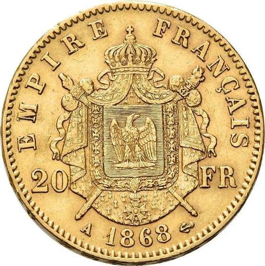 Reverse 20 Francs 1868 A "Type 1861-1870" - Gold Coin Value - France, Napoleon III