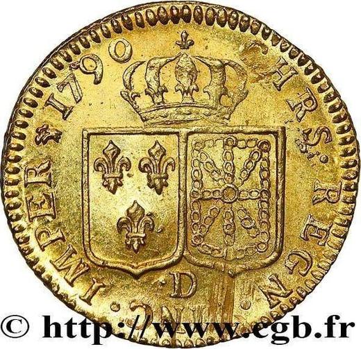 Reverse Louis d'Or 1790 D - Gold Coin Value - France, Louis XVI