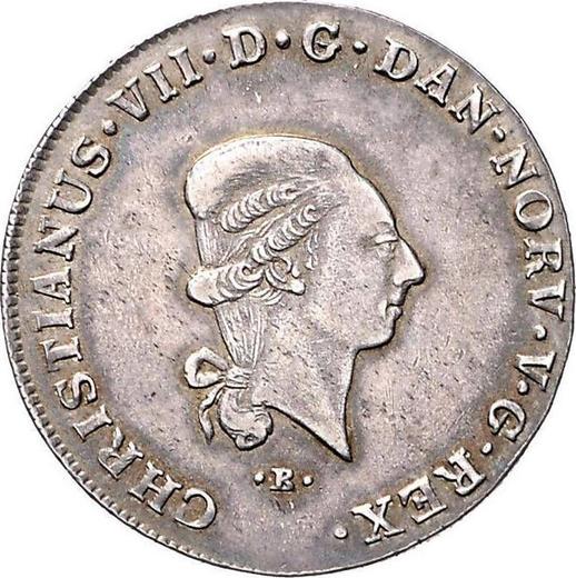 Obverse 1/3 Thaler 1808 MF - Silver Coin Value - Schleswig-Holstein, Christian VII