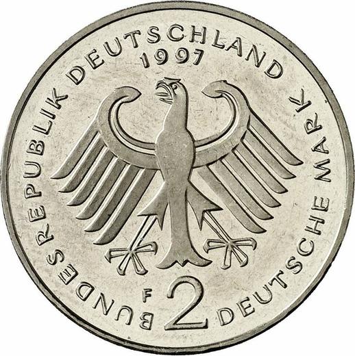 Reverse 2 Mark 1997 F "Willy Brandt" - Coin Value - Germany, FRG