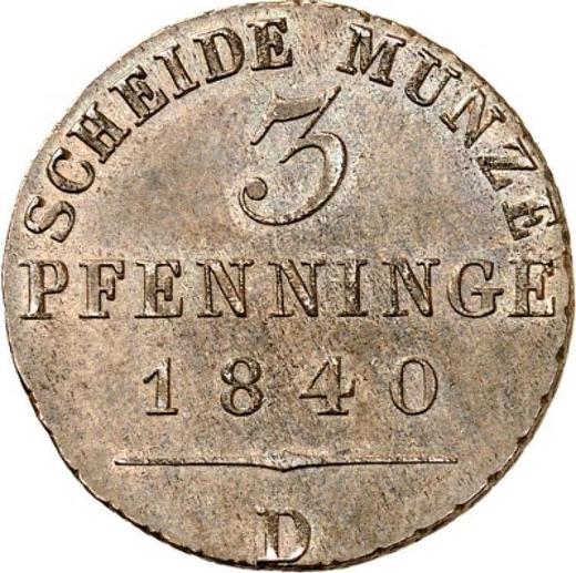 Reverse 3 Pfennig 1840 D - Coin Value - Prussia, Frederick William III