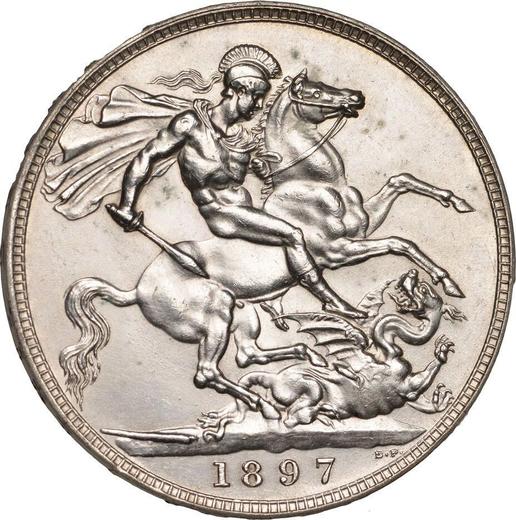 Reverso 1 Corona 1897 TB Canto "LXI" - valor de la moneda de plata - Gran Bretaña, Victoria