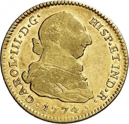 Obverse 2 Escudos 1774 P JS - Gold Coin Value - Colombia, Charles III