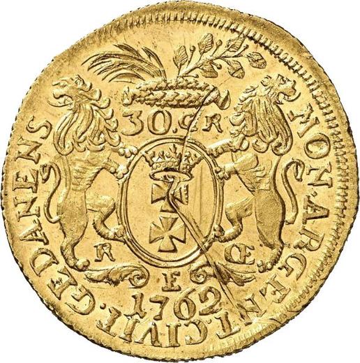 Reverso Złotówka (30 groszy) 1762 REOE "de Gdansk" - valor de la moneda de oro - Polonia, Augusto III