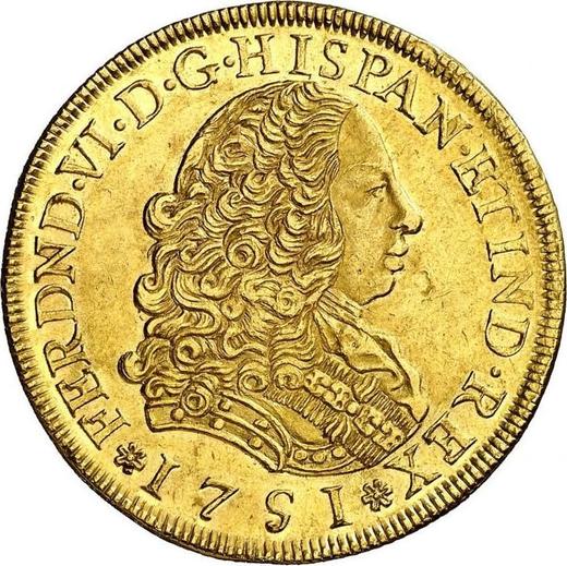 Obverse 8 Escudos 1751 LM J - Gold Coin Value - Peru, Ferdinand VI