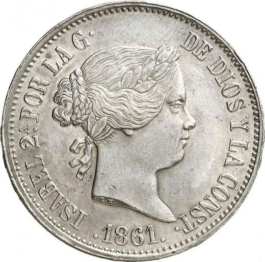 Obverse 10 Reales 1861 8-pointed star - Silver Coin Value - Spain, Isabella II