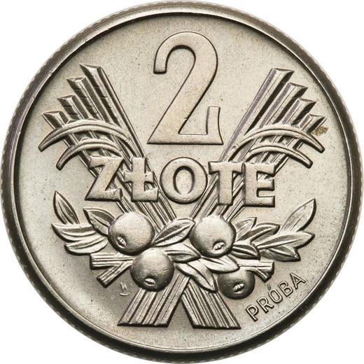 Reverso Pruebas 2 eslotis 1959 WJ "Espigas y frutas" Níquel - valor de la moneda - Polonia, República Popular