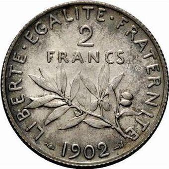 Reverse 2 Francs 1902 "Sower" - Silver Coin Value - France, Third Republic