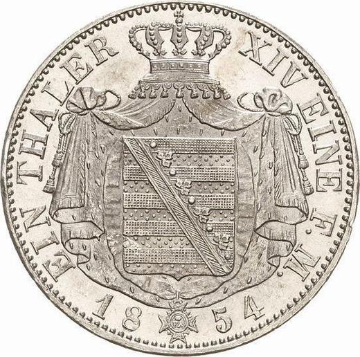 Reverse Thaler 1854 F - Silver Coin Value - Saxony-Albertine, Frederick Augustus II