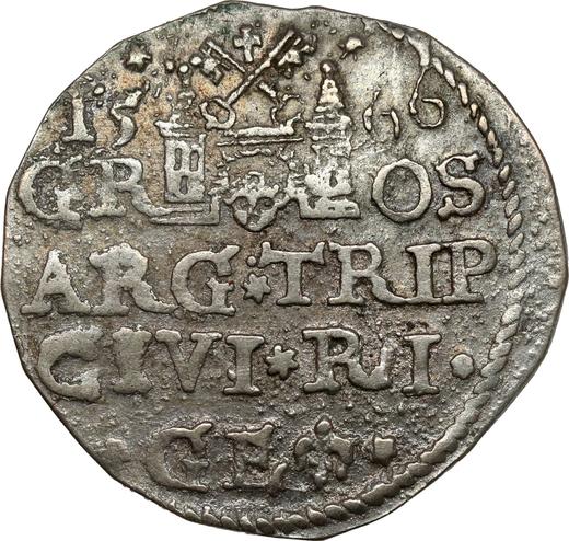 Reverse 3 Groszy (Trojak) 1586 (1566) "Riga" Date error - Silver Coin Value - Poland, Sigismund III Vasa