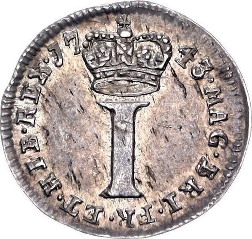 Реверс монеты - Пенни 1743 года - цена серебряной монеты - Великобритания, Георг II