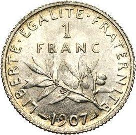 Reverso 1 franco 1907 "Sembrador" - valor de la moneda de plata - Francia, Tercera República
