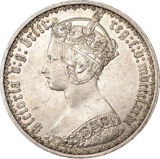 Anverso Florín (2 chelines) 1876 WW "Gótica" - valor de la moneda de plata - Gran Bretaña, Victoria