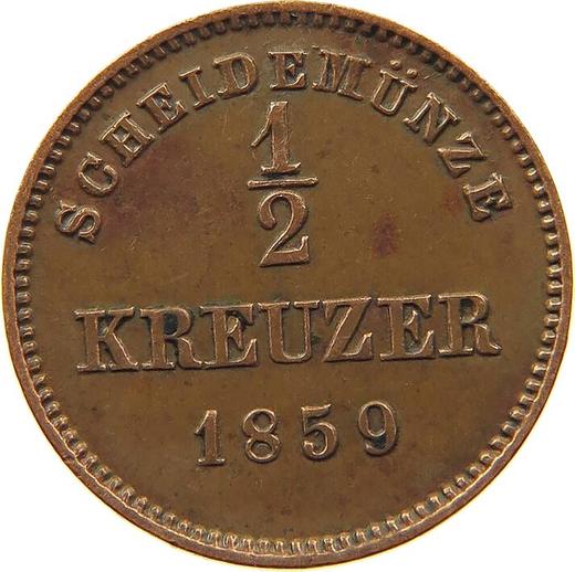 Reverso Medio kreuzer 1859 "Tipo 1858-1864" - valor de la moneda  - Wurtemberg, Guillermo I