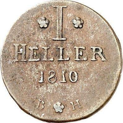 Reverse 1 Heller 1810 BH "Type 1808-1812" -  Coin Value - Frankfurt, Karl Theodor von Dalberg