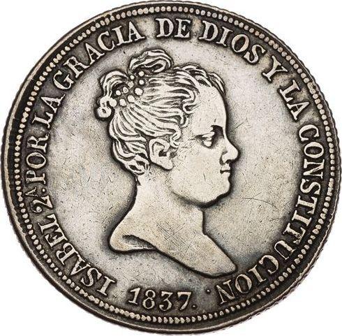 Avers 4 Reales 1837 B PS - Silbermünze Wert - Spanien, Isabella II