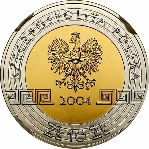 Obverse 10 Zlotych 2004 MW UW "XXVIII Summer Olympic Games - Athens 2004" Discus throw - Silver Coin Value - Poland, III Republic after denomination