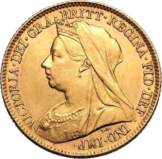 Anverso 1/2 soberano 1896 TB "San Jorge" - valor de la moneda de oro - Gran Bretaña, Victoria