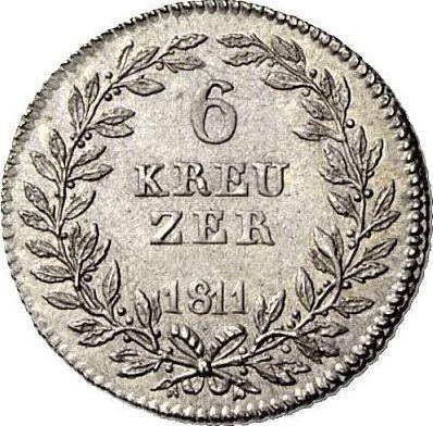 Reverso 6 Kreuzers 1811 - valor de la moneda de plata - Isenburg, Carlos Federico Ludwig Moritz